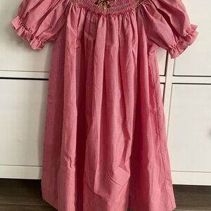 Pink Smocked Kids Casual Dress 4T